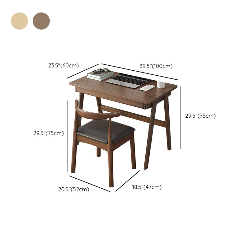 Modern Solid Wood Desk with Chair Study Desk Home Desk with Drawer Student Table