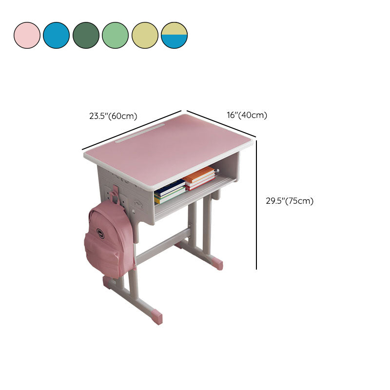 Contemporary Student Desk with Wooden Top and Shelf Desk and Chair Set