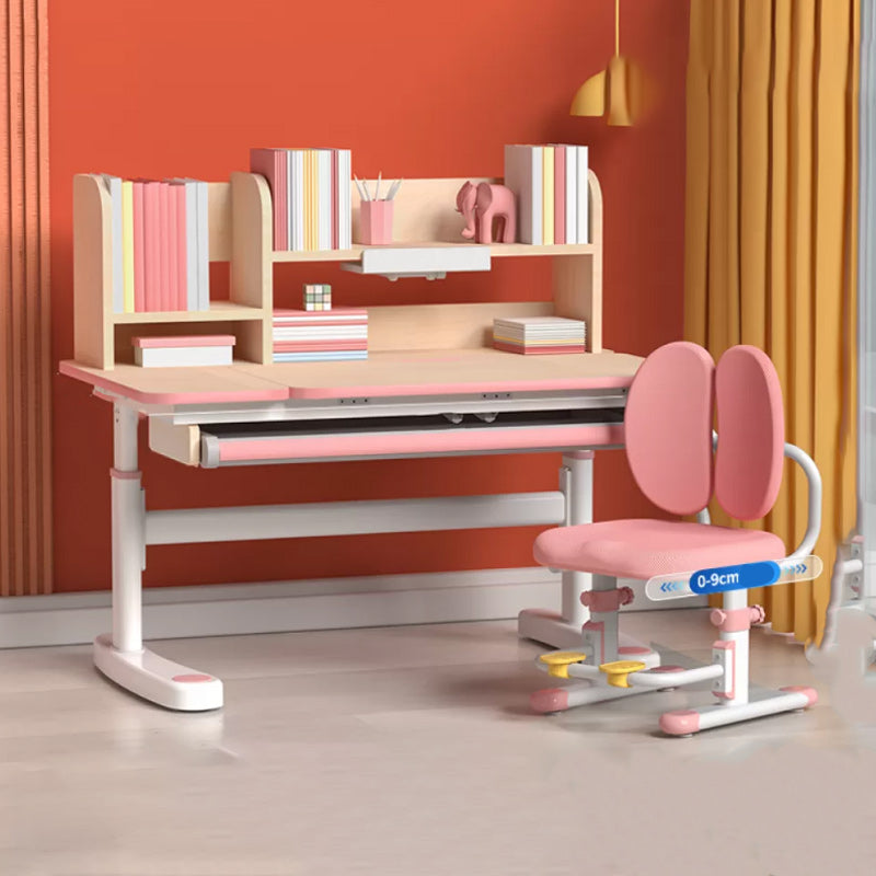 Light Children's Desk Adjustable Table with Chair Set with Storage Shelves