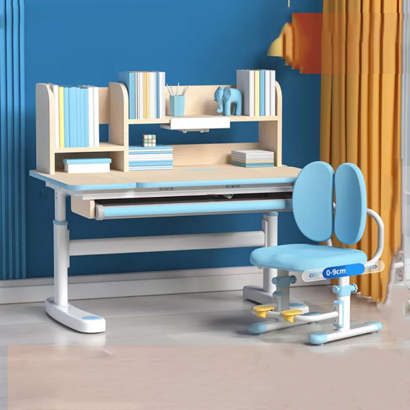 Light Children's Desk Adjustable Table with Chair Set with Storage Shelves