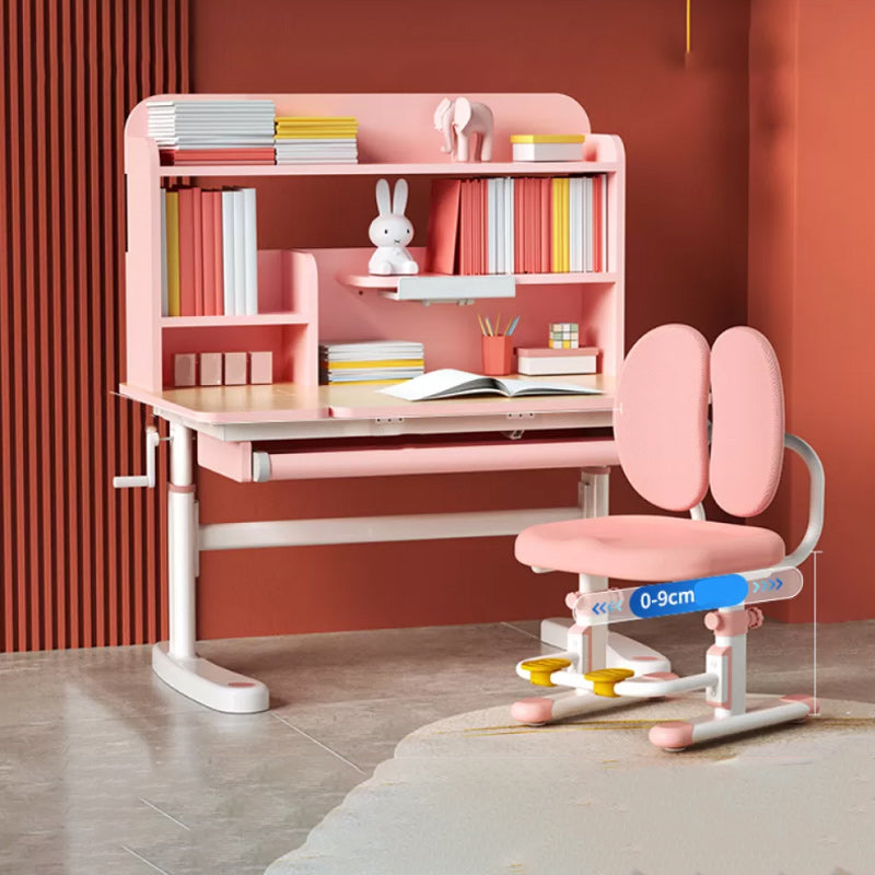 Light Children's Desk Adjustable Table with Chair Set with Storage Shelves