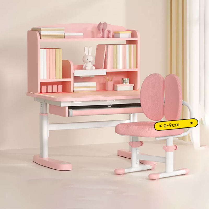 Light Children's Desk Adjustable Table with Chair Set with Storage Shelves