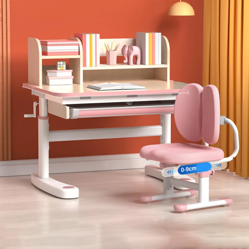 Light Children's Desk Adjustable Table with Chair Set with Storage Shelves