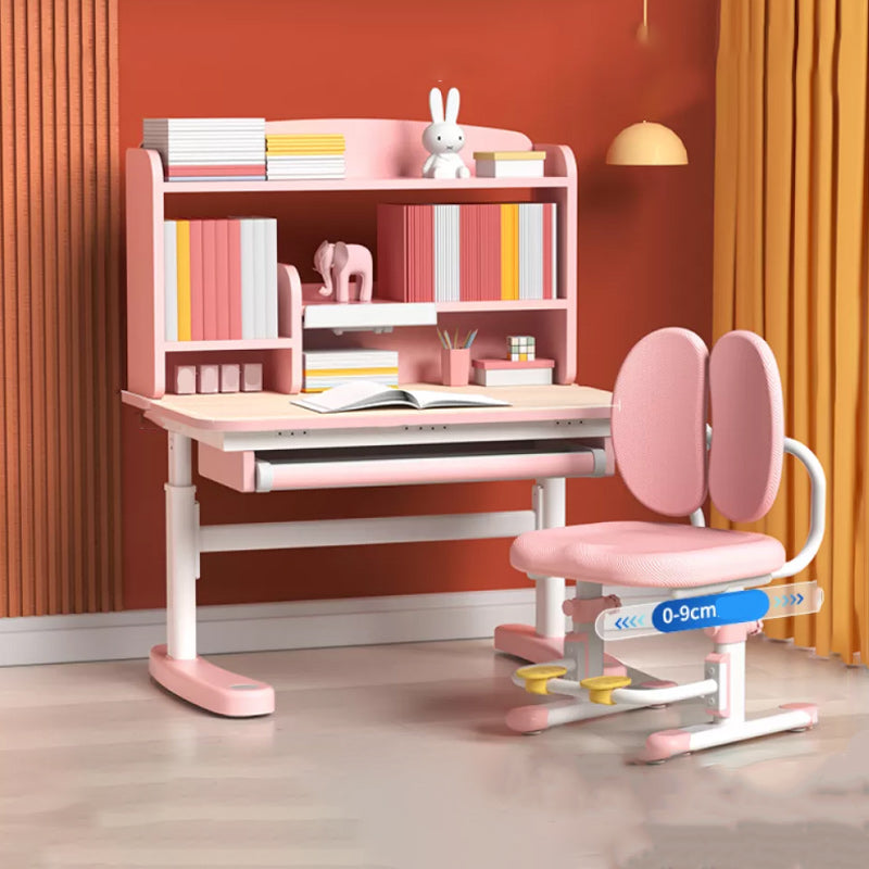 Light Children's Desk Adjustable Table with Chair Set with Storage Shelves