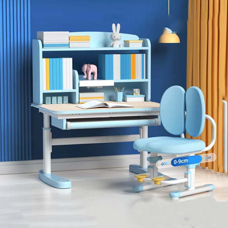 Light Children's Desk Adjustable Table with Chair Set with Storage Shelves