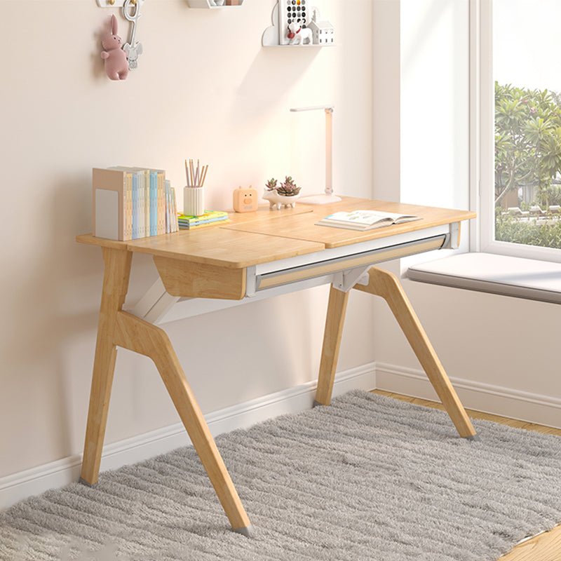 Solid Color Study Desk Child Wooden Desk with Hutch and Chair Set