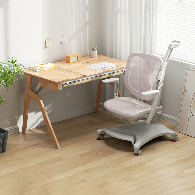 Solid Color Study Desk Child Wooden Desk with Hutch and Chair Set