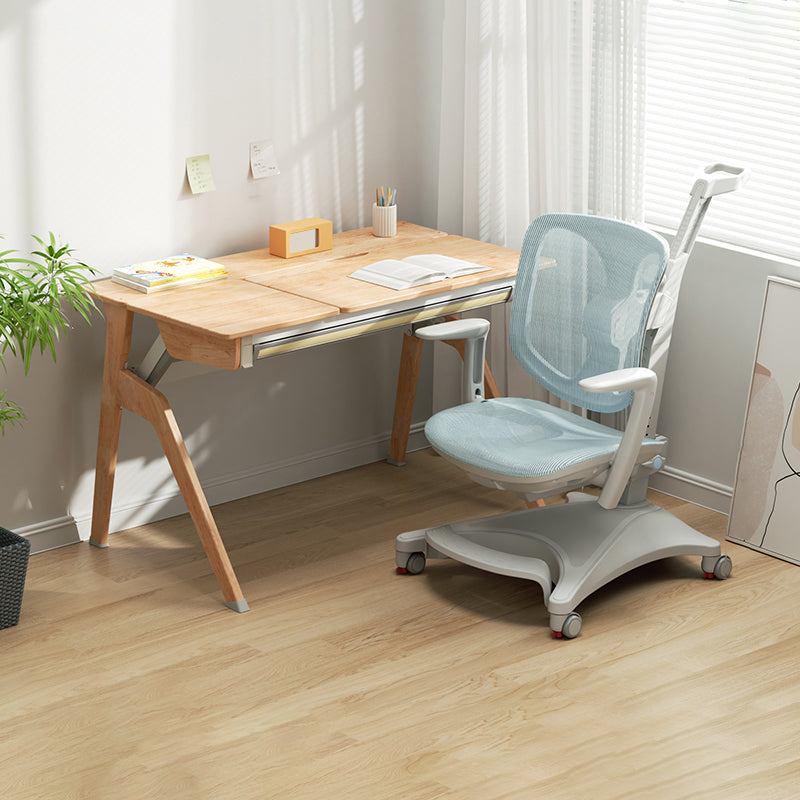 Solid Color Study Desk Child Wooden Desk with Hutch and Chair Set