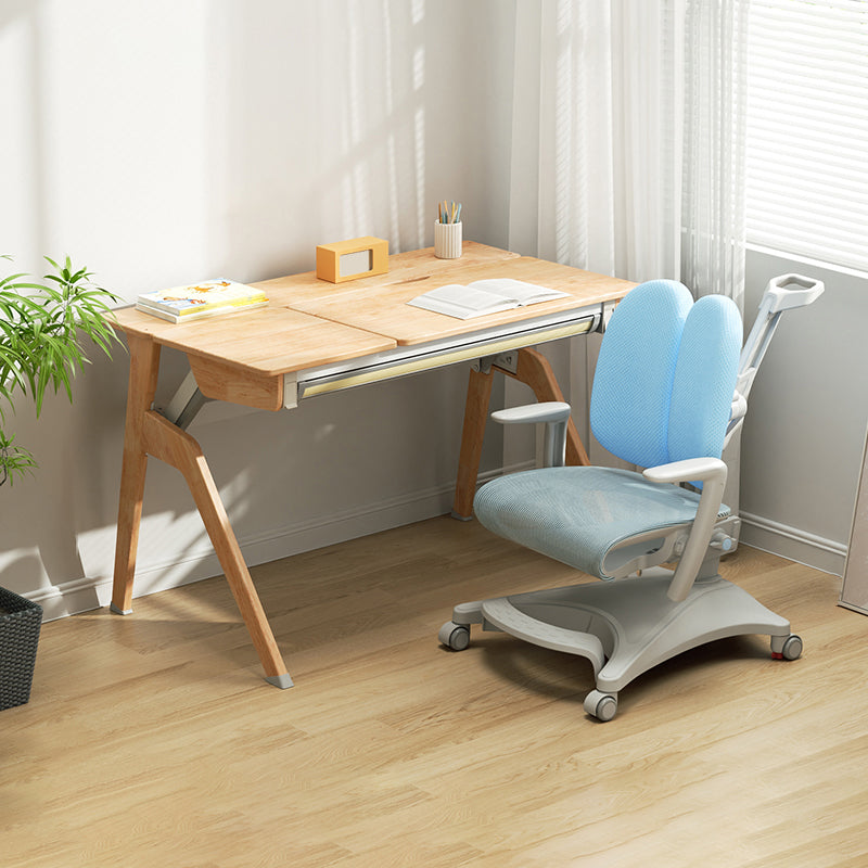 Solid Color Study Desk Child Wooden Desk with Hutch and Chair Set