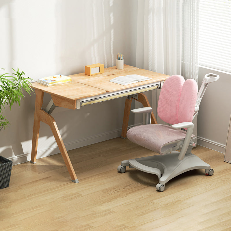 Solid Color Study Desk Child Wooden Desk with Hutch and Chair Set