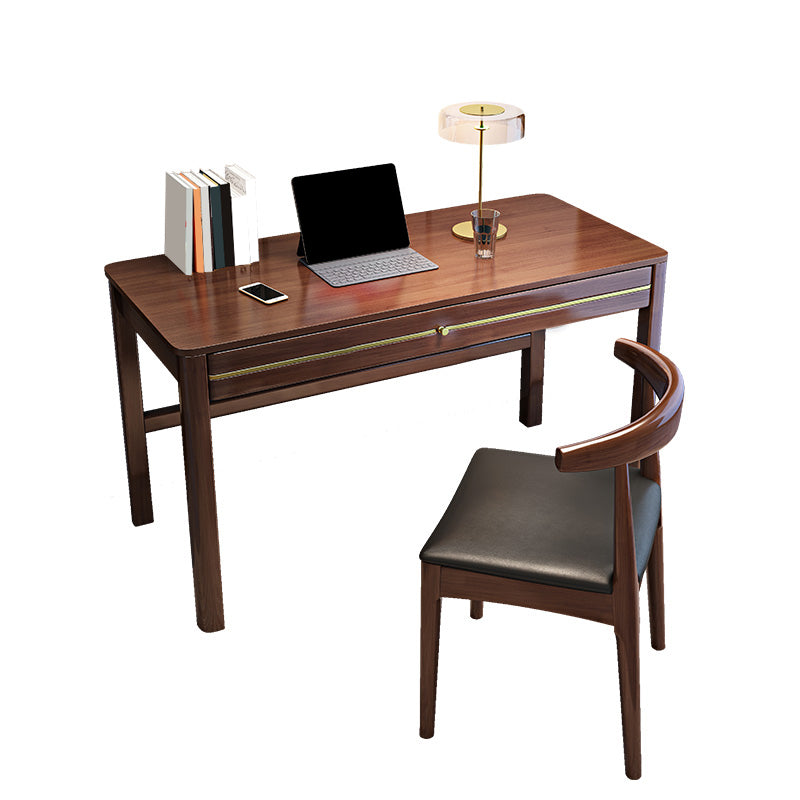 Solid Wood Computer Desk with 2 Drawers for Home Desk & Chair