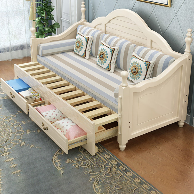 French Green/ Brown/ White Kid Bed Solid Wood Standard Bed with Storage