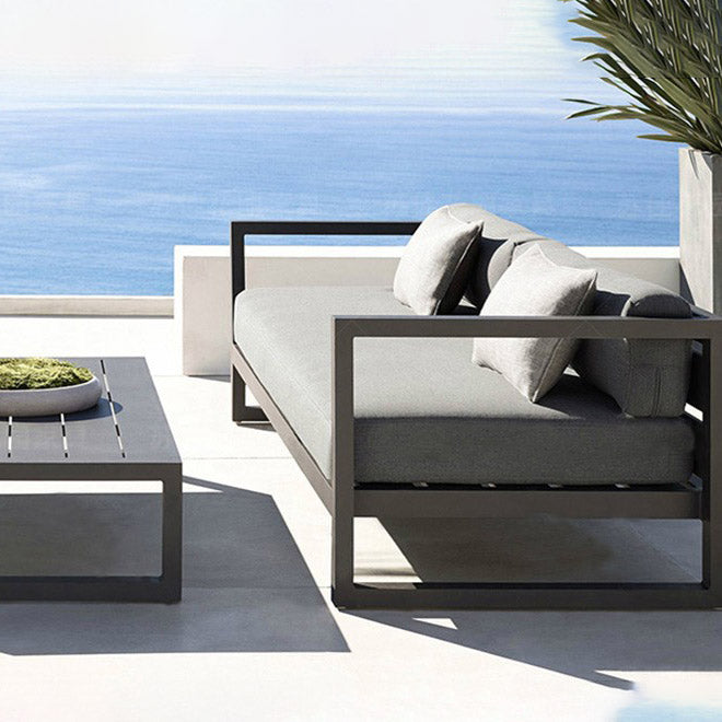 Contemporary Water Resistant Patio Sofa with Cushions Outdoor Patio Sofa