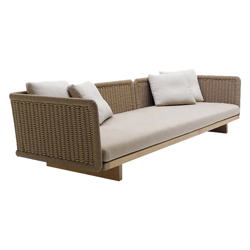 Modern Wicker Patio Sofa 1 Piece Outdoor Patio Sofa with Cushions