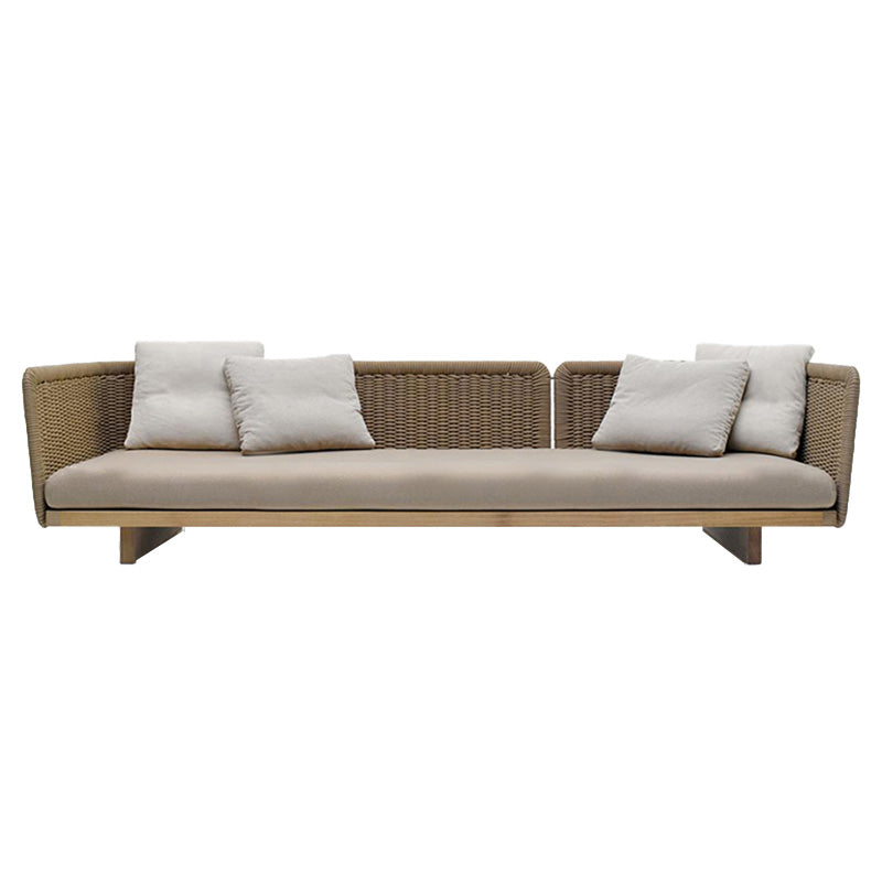 Modern Wicker Patio Sofa 1 Piece Outdoor Patio Sofa with Cushions