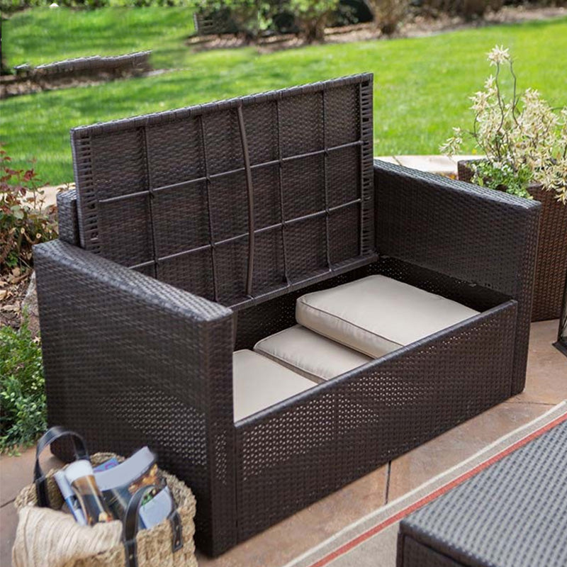 Storage Available Patio Sofa Wicker Outdoor Patio Sofa with Cushions