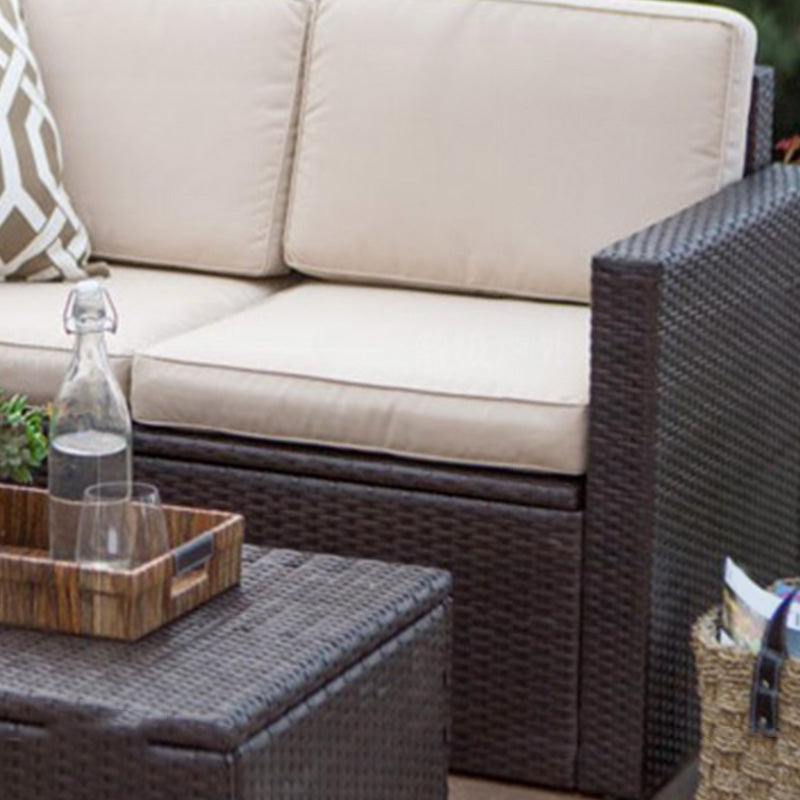 Storage Available Patio Sofa Wicker Outdoor Patio Sofa with Cushions