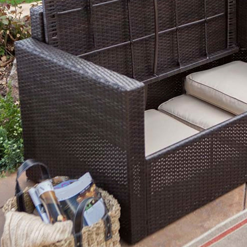 Storage Available Patio Sofa Wicker Outdoor Patio Sofa with Cushions