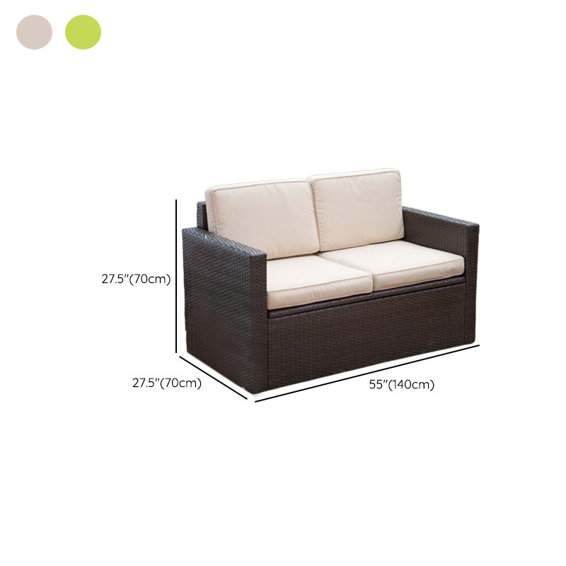 Storage Available Patio Sofa Wicker Outdoor Patio Sofa with Cushions