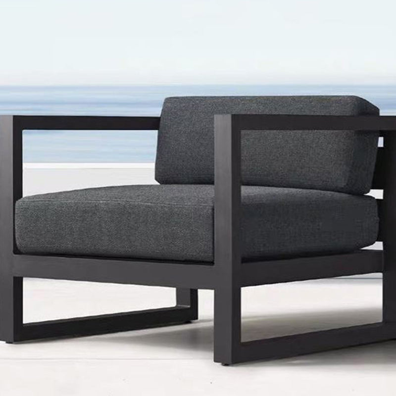 Metal Outdoor Patio Sofa 1 Piece Black Patio Sofa with Cushions