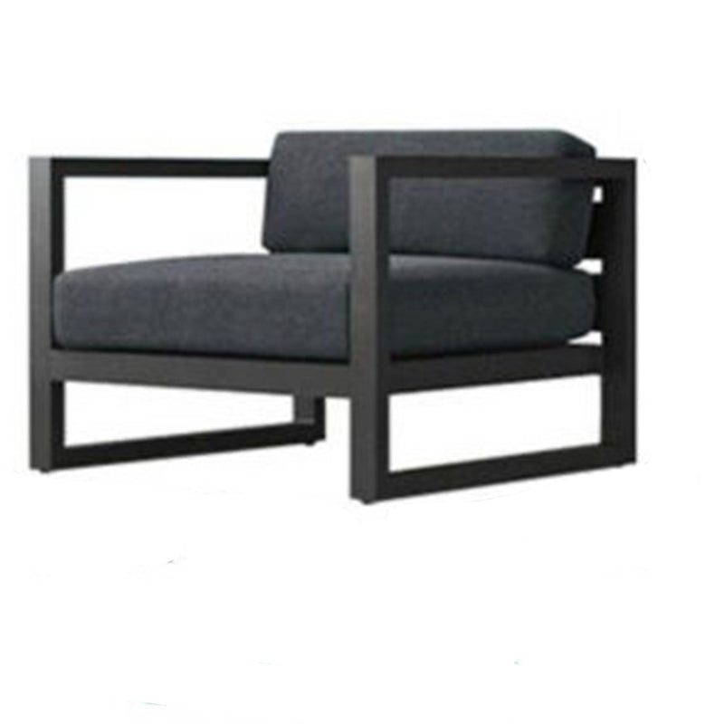 Metal Outdoor Patio Sofa 1 Piece Black Patio Sofa with Cushions