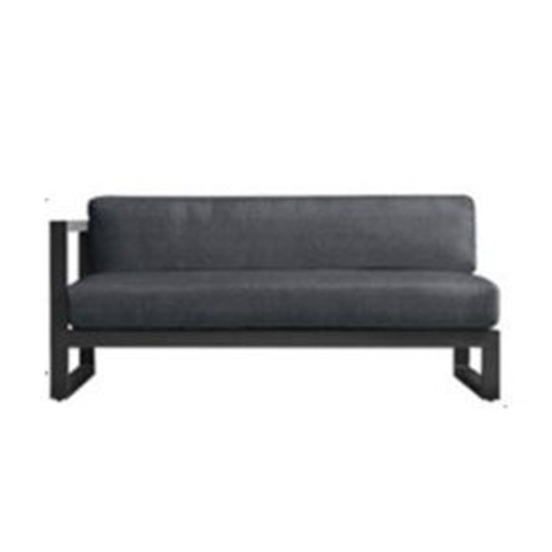 Metal Outdoor Patio Sofa 1 Piece Black Patio Sofa with Cushions