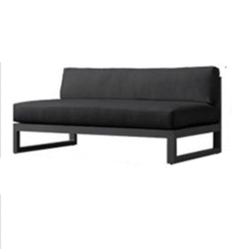 Metal Outdoor Patio Sofa 1 Piece Black Patio Sofa with Cushions