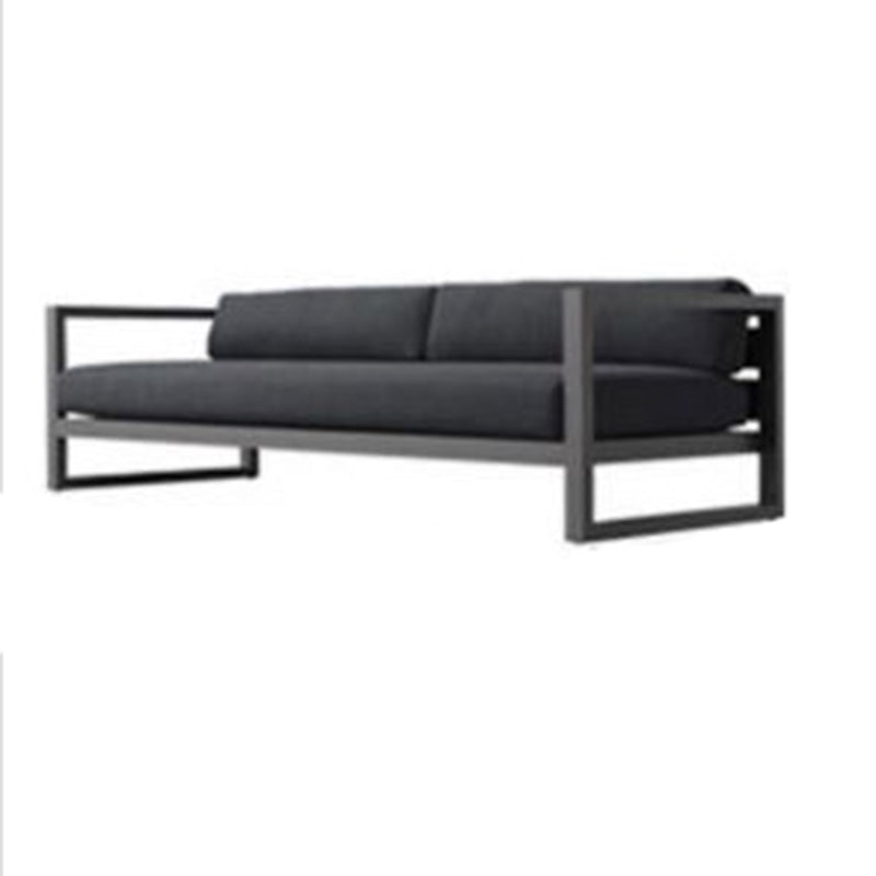 Metal Outdoor Patio Sofa 1 Piece Black Patio Sofa with Cushions