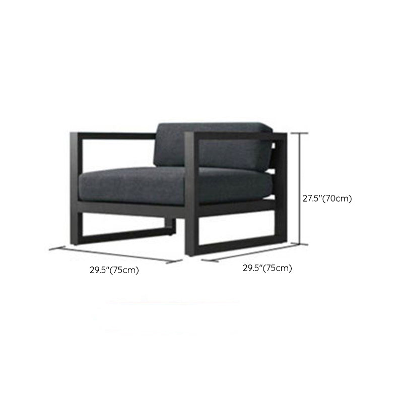 Metal Outdoor Patio Sofa 1 Piece Black Patio Sofa with Cushions