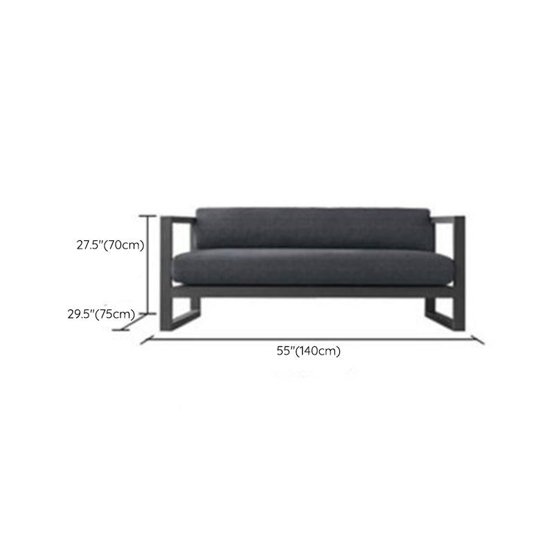 Metal Outdoor Patio Sofa 1 Piece Black Patio Sofa with Cushions