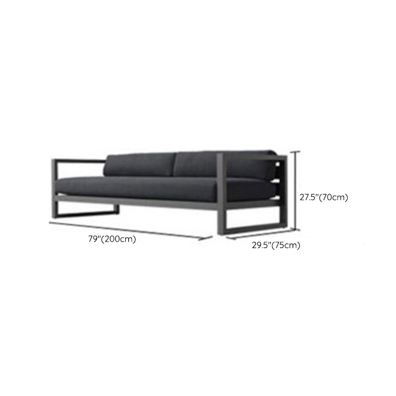 Metal Outdoor Patio Sofa 1 Piece Black Patio Sofa with Cushions