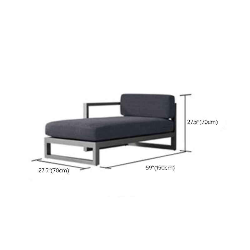 Metal Outdoor Patio Sofa 1 Piece Black Patio Sofa with Cushions