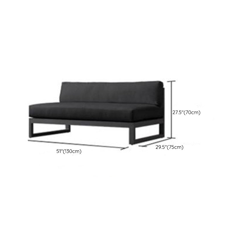 Metal Outdoor Patio Sofa 1 Piece Black Patio Sofa with Cushions