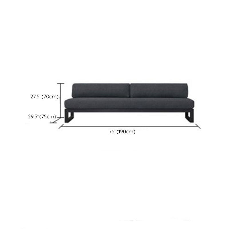 Metal Outdoor Patio Sofa 1 Piece Black Patio Sofa with Cushions