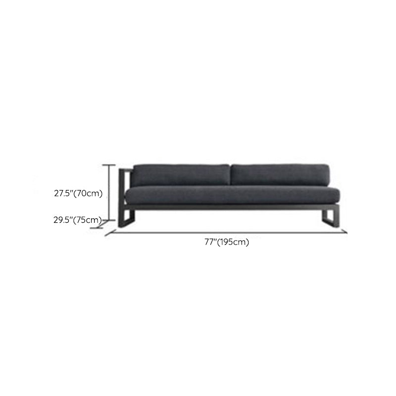 Metal Outdoor Patio Sofa 1 Piece Black Patio Sofa with Cushions