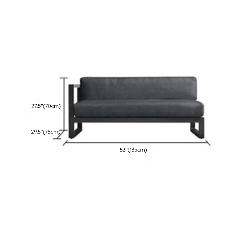 Metal Outdoor Patio Sofa 1 Piece Black Patio Sofa with Cushions