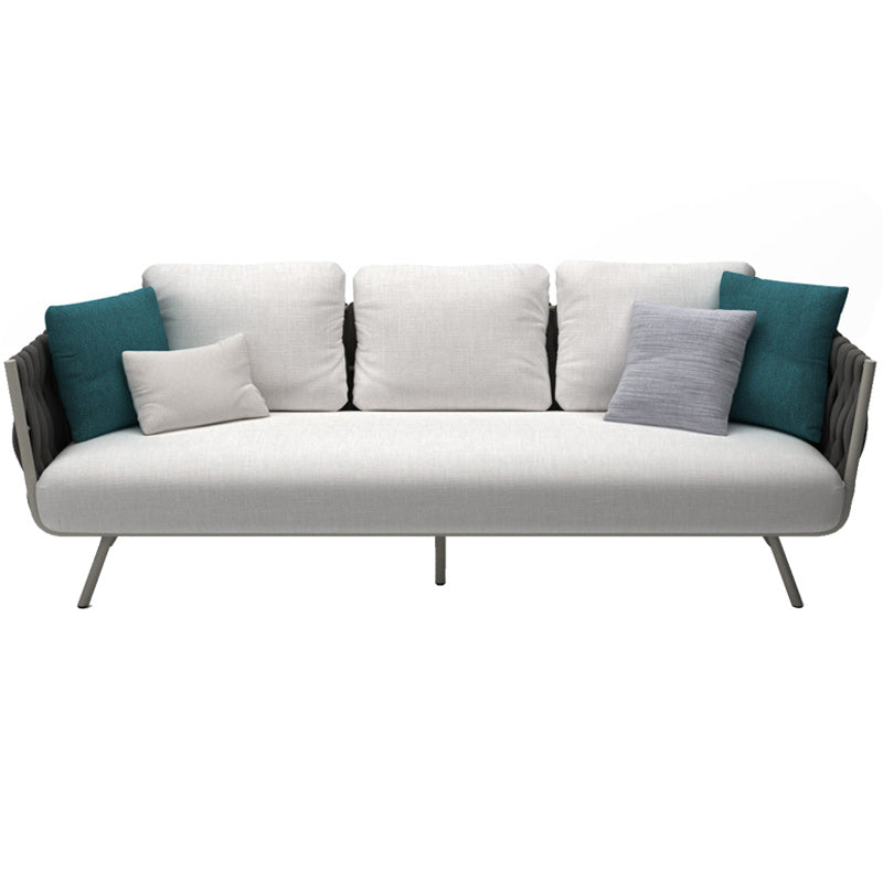 White Outdoor Patio Sofa Water Resistant Patio Sofa with Cushions