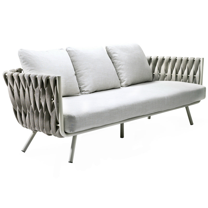 White Outdoor Patio Sofa Water Resistant Patio Sofa with Cushions