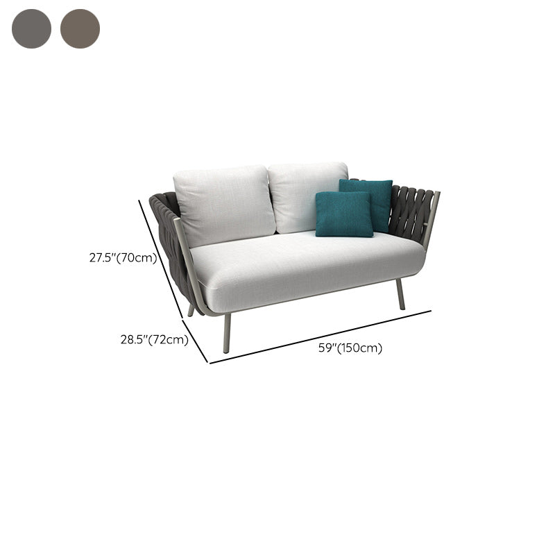 White Outdoor Patio Sofa Water Resistant Patio Sofa with Cushions