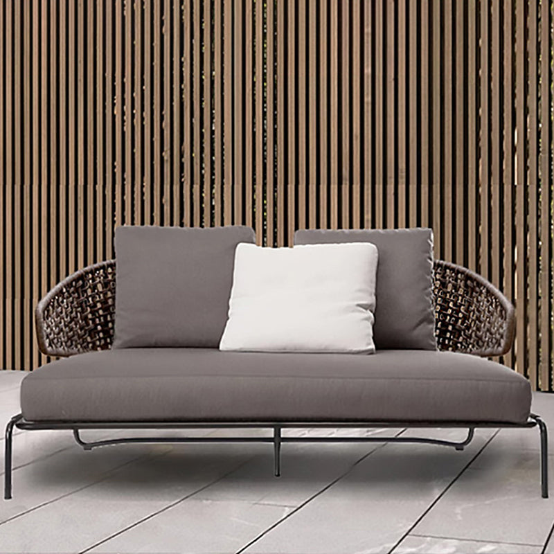 Industrial Symmetrical Outdoor Patio Sofa with Fade Resistant Cushion