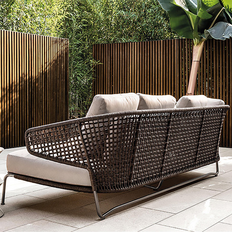 Industrial Symmetrical Outdoor Patio Sofa with Fade Resistant Cushion