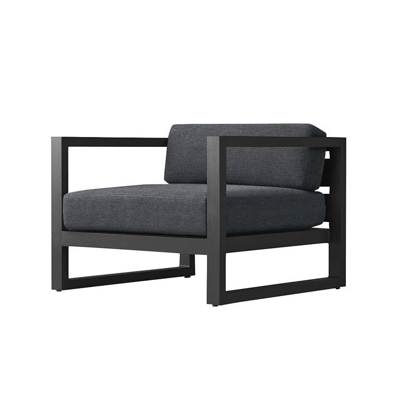 Contemporary Black Symmetrical Outdoor Patio Sofa with Cushion