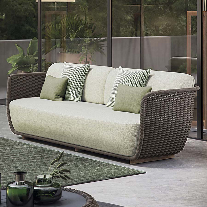 Tropical Teak Outdoor Patio Sofa with Water Resistant Cushion