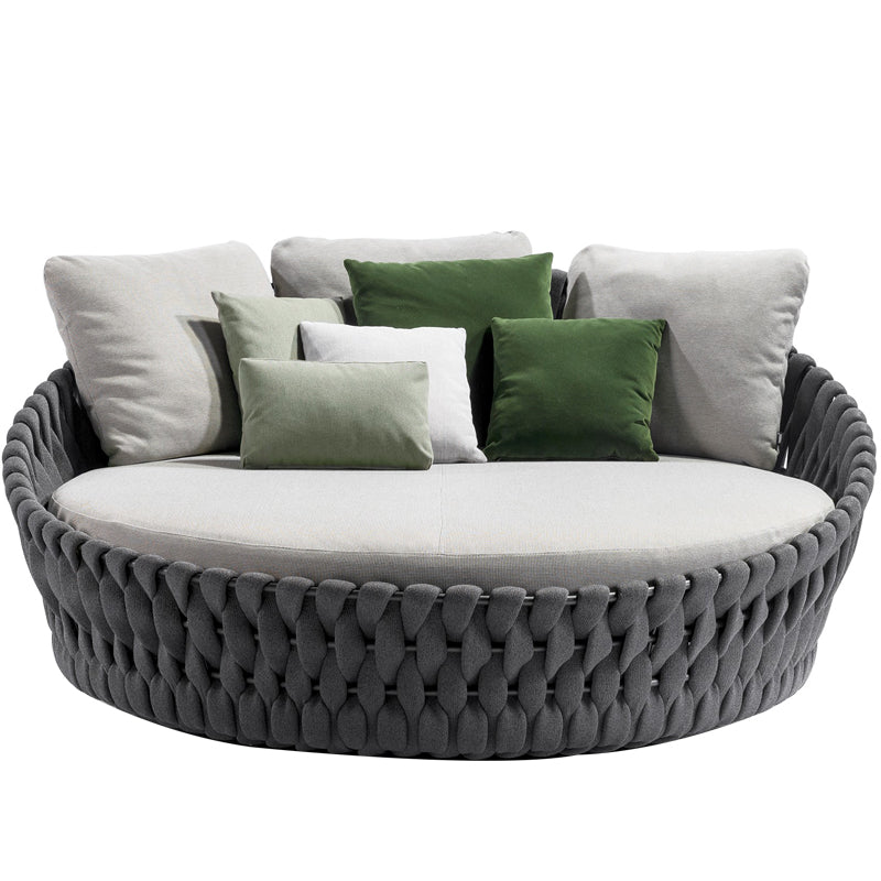 Contemporary Aluminum Frame Outdoor Patio Sofa with White Cushion