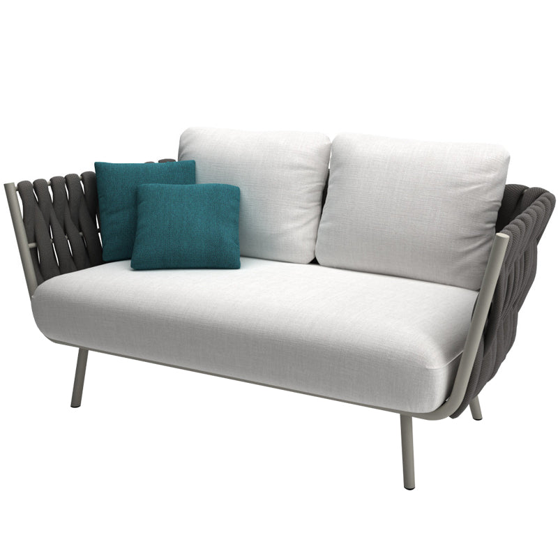 Contemporary Aluminum Frame Outdoor Patio Sofa with White Cushion