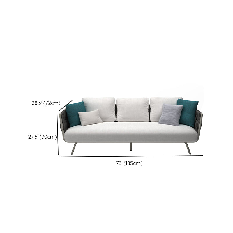 Contemporary Aluminum Frame Outdoor Patio Sofa with White Cushion