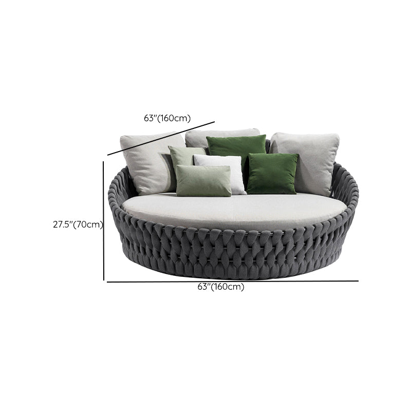 Contemporary Aluminum Frame Outdoor Patio Sofa with White Cushion