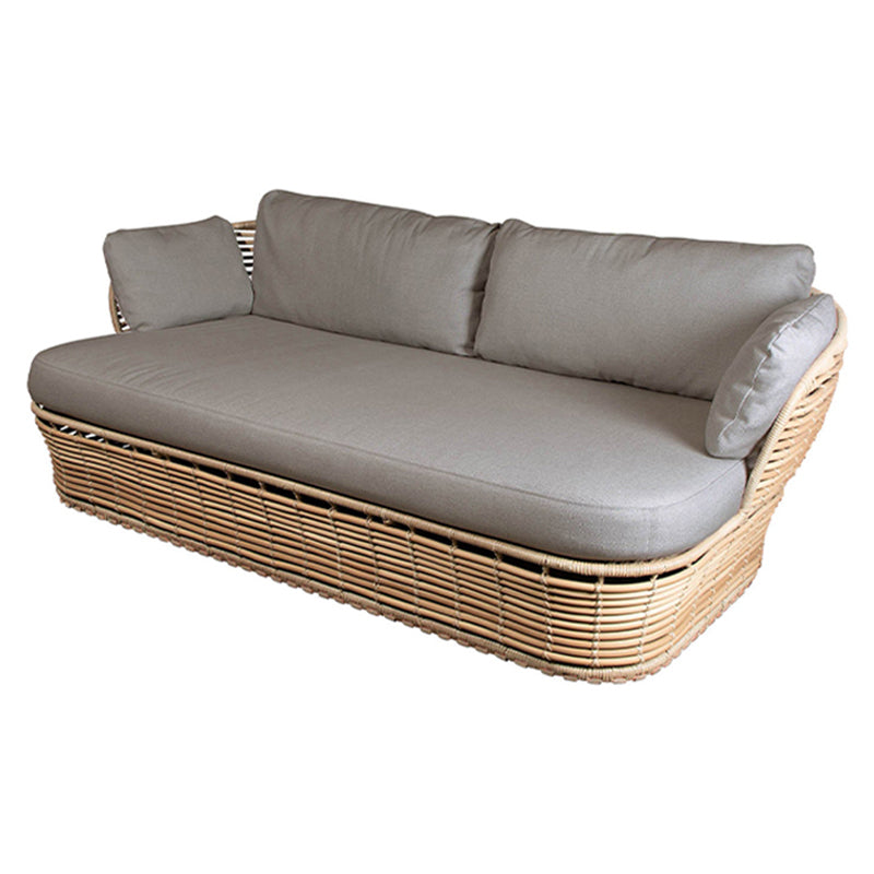 Tropical Plastic Frame Outdoor Patio Sofa with Grey Cushions