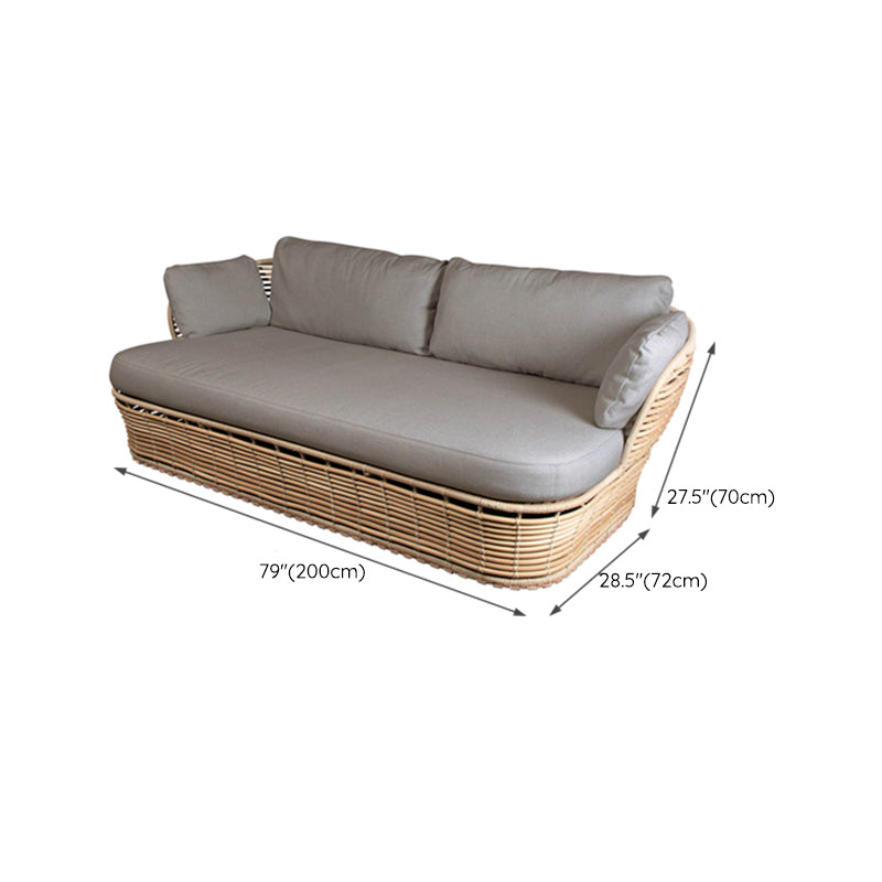 Tropical Plastic Frame Outdoor Patio Sofa with Grey Cushions