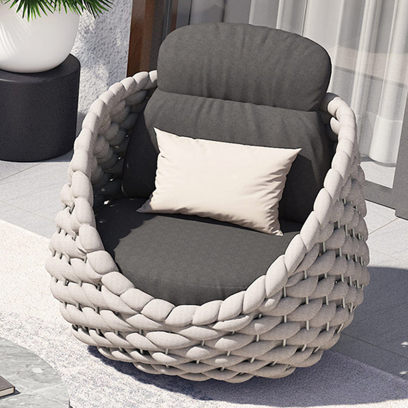 Tropical Grey Symmetrical Outdoor Patio Sofa with Black Cushion